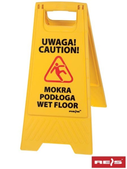 Stojak ze znakiem Wet Floor (Uwaga mokra podłoga).